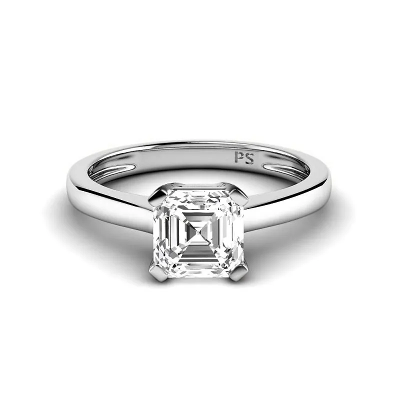 0.50-3.00 CT Ascher Cut Lab Grown Diamonds -  Solitaire Ring