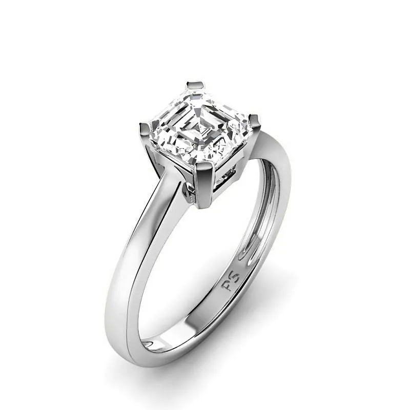 0.50-3.00 CT Ascher Cut Lab Grown Diamonds -  Solitaire Ring