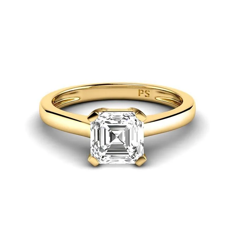 0.50-3.00 CT Ascher Cut Lab Grown Diamonds -  Solitaire Ring