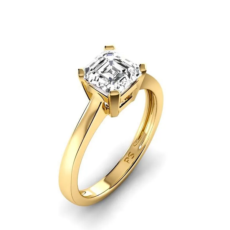 0.50-3.00 CT Ascher Cut Lab Grown Diamonds -  Solitaire Ring