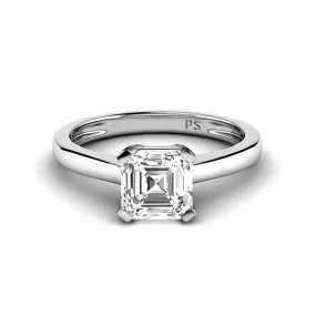 0.50-3.00 CT Ascher Cut Lab Grown Diamonds -  Solitaire Ring