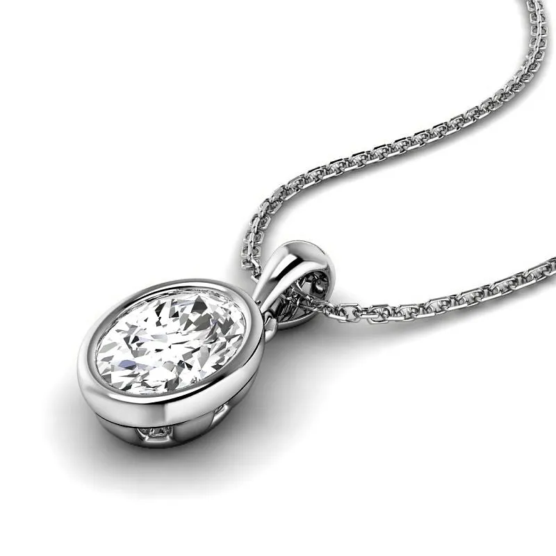 0.50-3.00 CT Oval Cut Lab Grown Diamonds - Solitaire Pendant