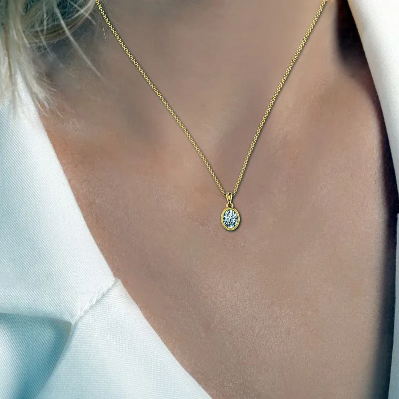0.50-3.00 CT Oval Cut Lab Grown Diamonds - Solitaire Pendant