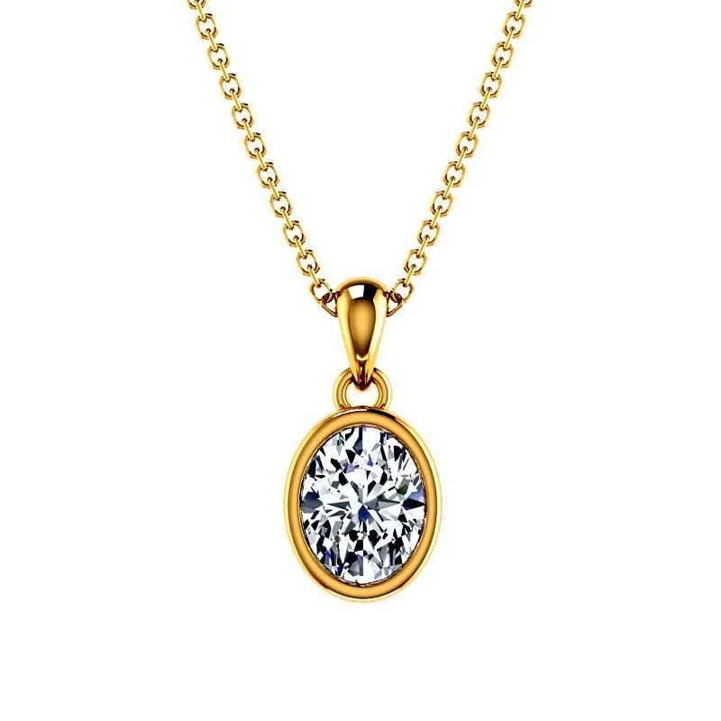0.50-3.00 CT Oval Cut Lab Grown Diamonds - Solitaire Pendant