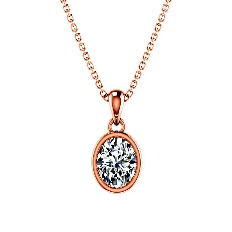 0.50-3.00 CT Oval Cut Lab Grown Diamonds - Solitaire Pendant