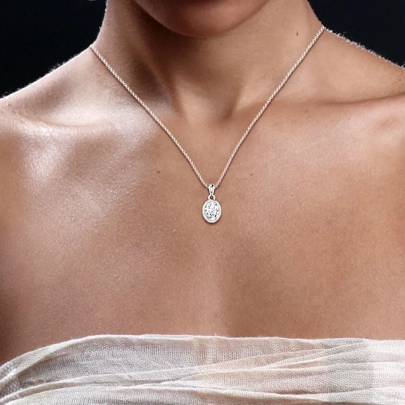 0.50-3.00 CT Oval Cut Lab Grown Diamonds - Solitaire Pendant