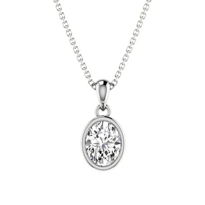 0.50-3.00 CT Oval Cut Lab Grown Diamonds - Solitaire Pendant