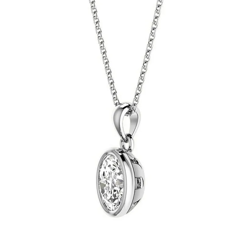 0.50-3.00 CT Oval Cut Lab Grown Diamonds - Solitaire Pendant