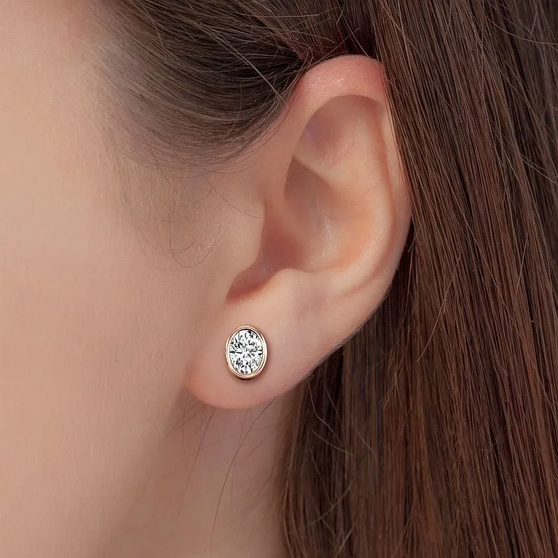 0.60-5.00 CT Oval Cut Lab Grown Diamonds - Stud Earrings