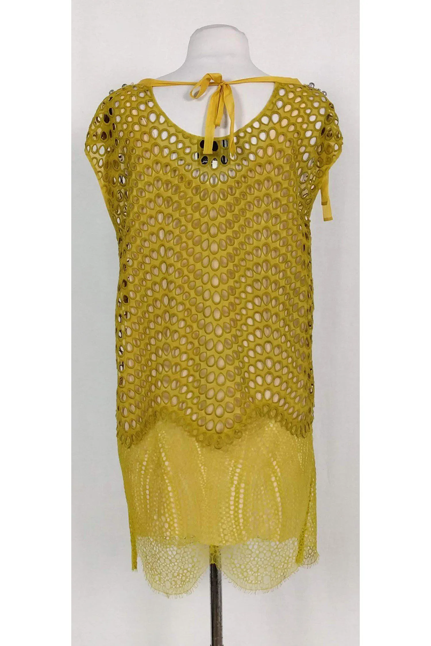 3.1 Phillip Lim - Mustard Yellow Eyelet Lace Dress Sz 0