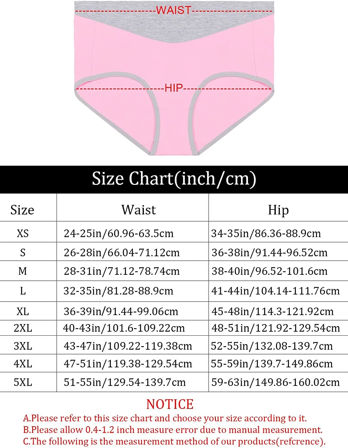5pk Size Small High Waisted Cotton Post Partum Full Coverage Underwear/Briefs