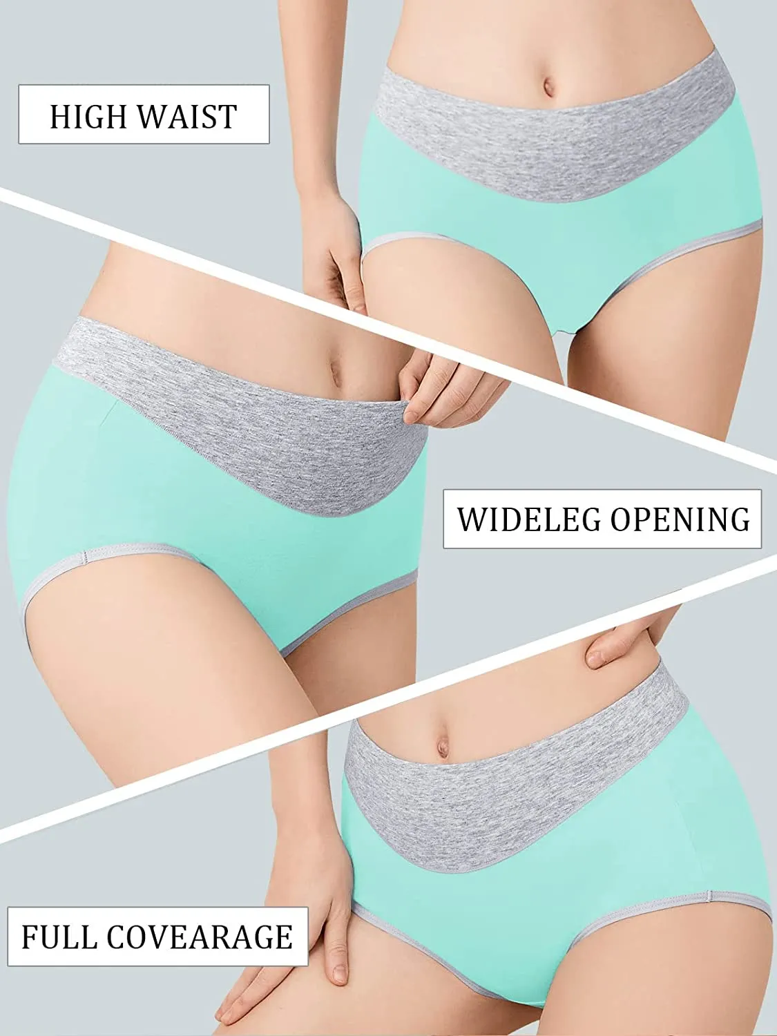 5pk Size Small High Waisted Cotton Post Partum Full Coverage Underwear/Briefs