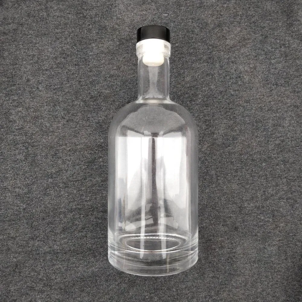 750mL Glass Spirit Bottle with Black Synthetic Cork Lid