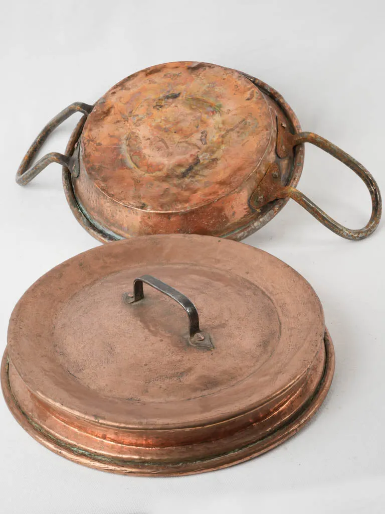 Antique French copper steaming / warming pot 14¼"