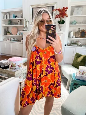 Arizona Orange/Bright Purple/Mustard Floral Juniors Slip Dress NWT- Size XS (sold out online)