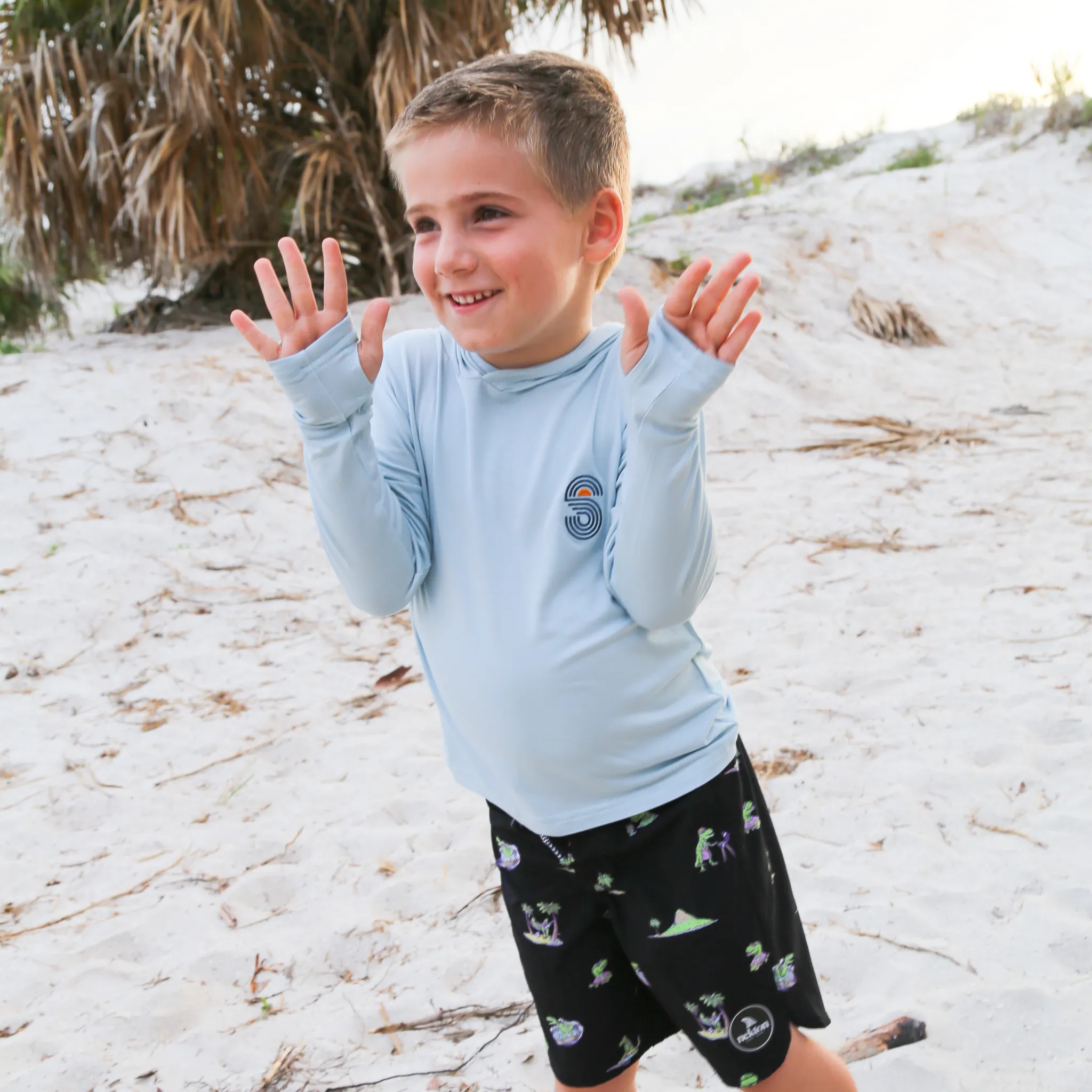 BAMBOO PRO KIDS UPF 50  HOODIE - SKY BLUE