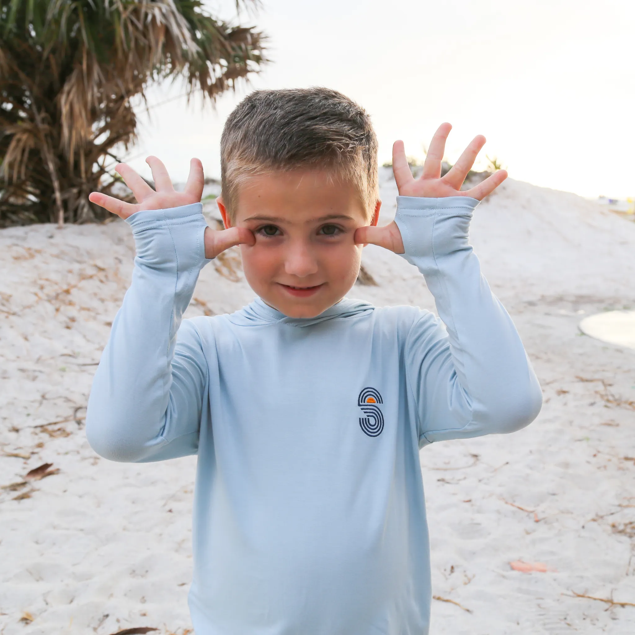 BAMBOO PRO KIDS UPF 50  HOODIE - SKY BLUE