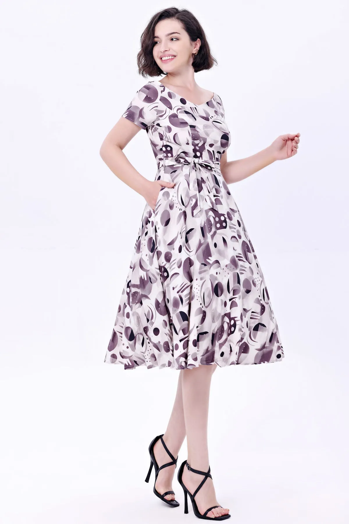 Bella Geometric Print Dress by Miss Lulo