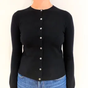 Black Cashmere Crew Neck Cardigan Small Petite