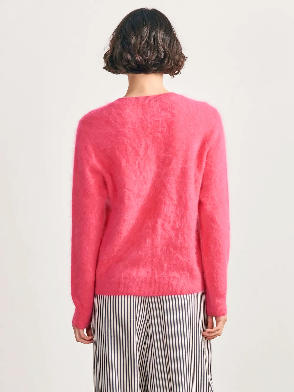 Brushed Cashmere Crew in Watermelon