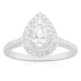 Celebration 18ct White Gold with Pear & Round Brilliant Cut 1 CARAT tw of Lab Grown Diamonds Engagement Ring