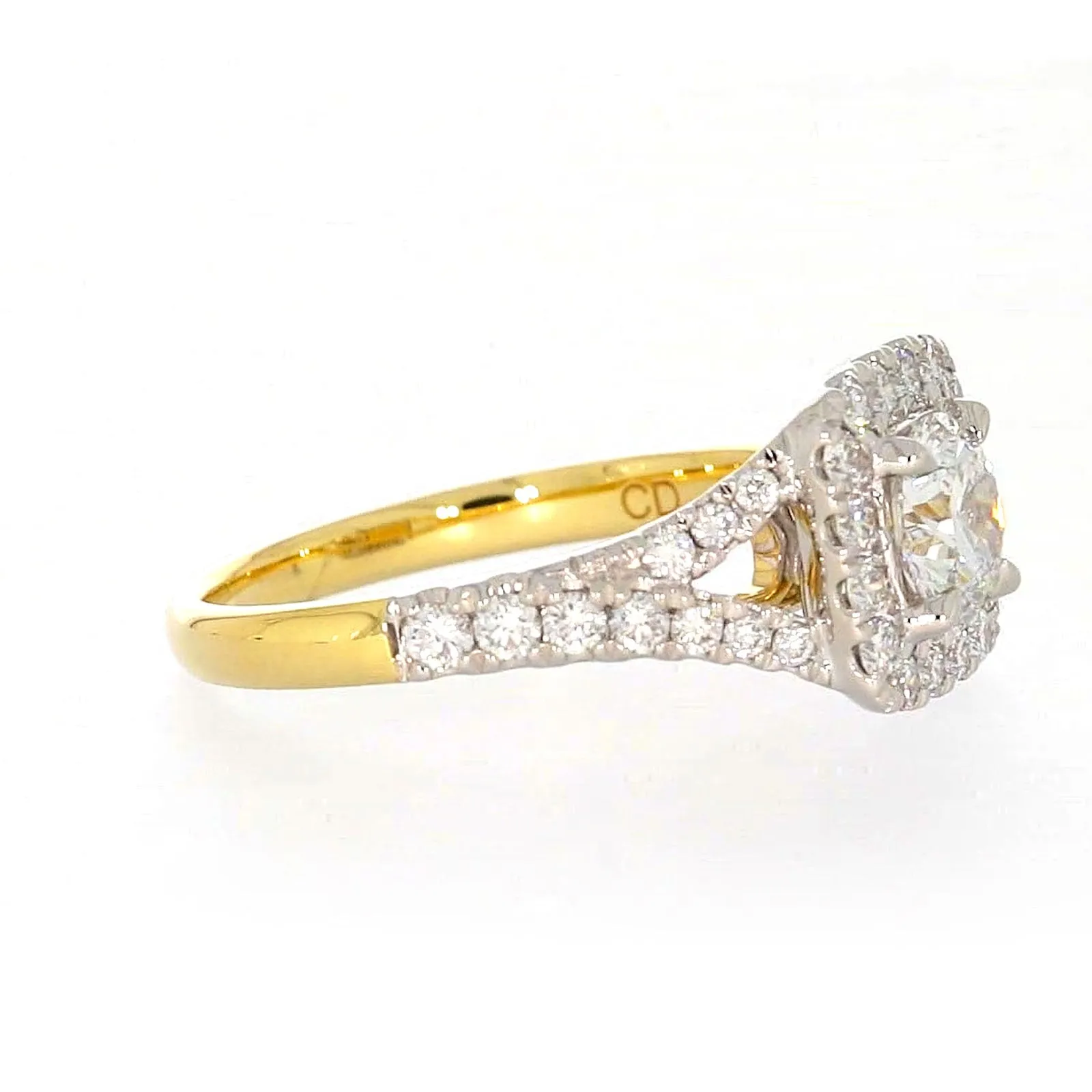 Celebration 18ct Yellow Gold Round Brilliant Cut 1 1/2 Carat tw of Certified Lab Grown Diamonds Ring