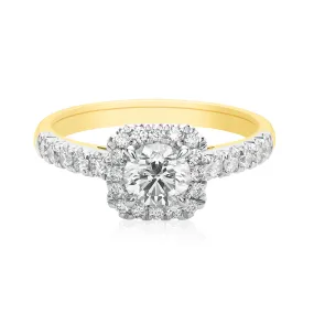 Celebration 18ct Yellow Gold Round Cut 1 Carat tw of Certified Lab Grown Diamonds Ring