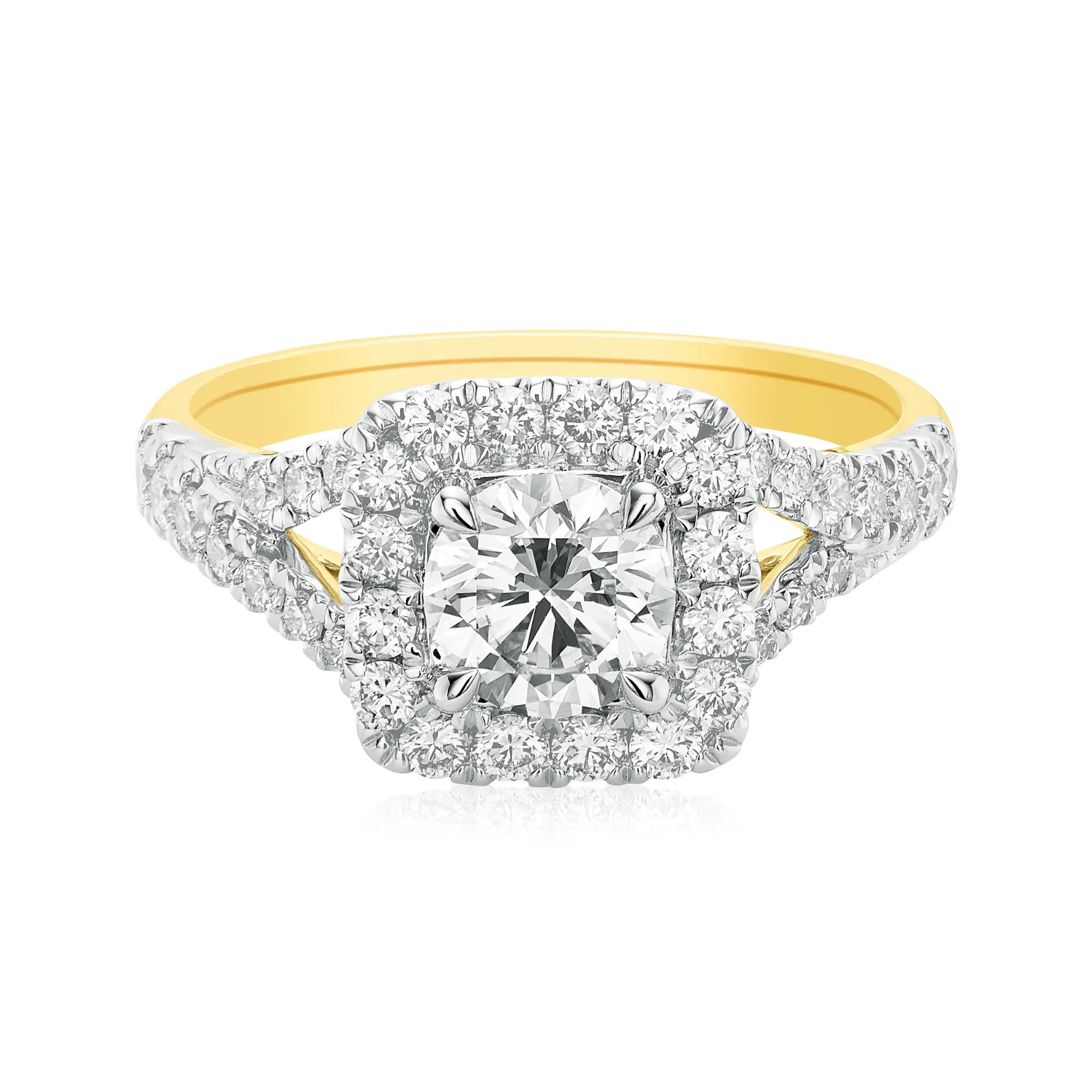 Celebration 18ct Yellow Gold Round Cut 1.5 Carat tw of Certified Lab Grown Diamonds Ring