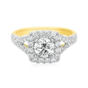 Celebration 18ct Yellow Gold Round Cut 1.5 Carat tw of Certified Lab Grown Diamonds Ring