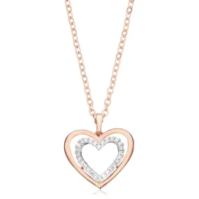 Celebration 9ct Rose & White Gold with Round Brilliant Cut 0.14 CARAT tw of Lab Grown Diamonds Heart Pendants