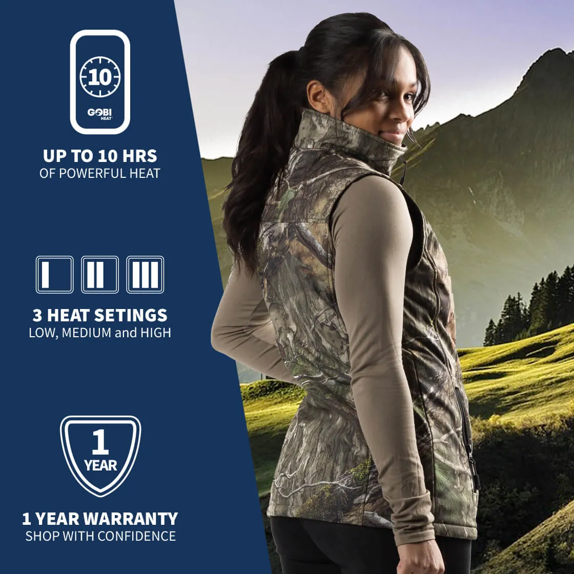Colorado Womens Heated Hunting Vest - Mossy Oak® Camo by Gobi Heat