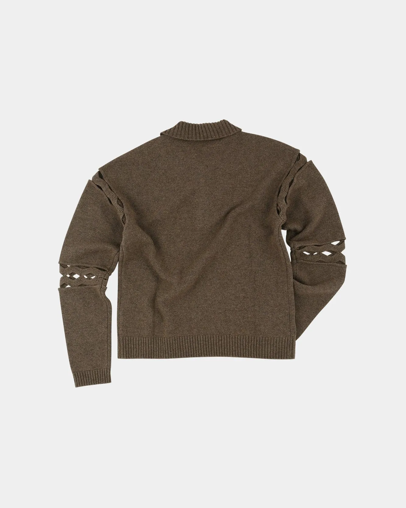 CUT OUT POLO SWEATER atb1158m(BROWN)
