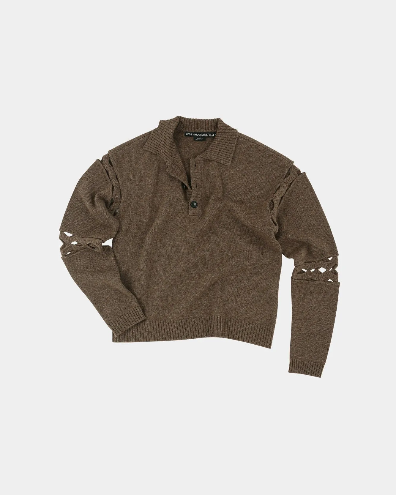 CUT OUT POLO SWEATER atb1158m(BROWN)