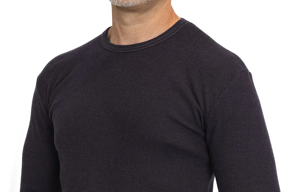 Dried Raisin Organic Cotton Blend Waffle Stitch Thermal Shirt (Size S Available)