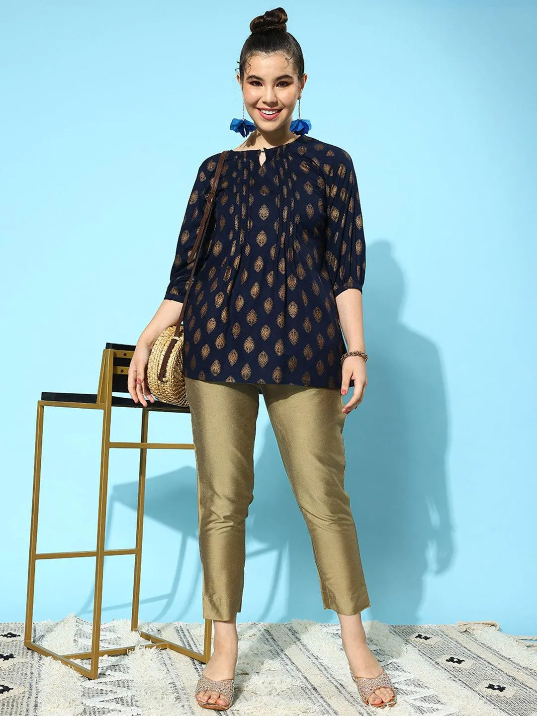 Gold Solid Silk Trousers