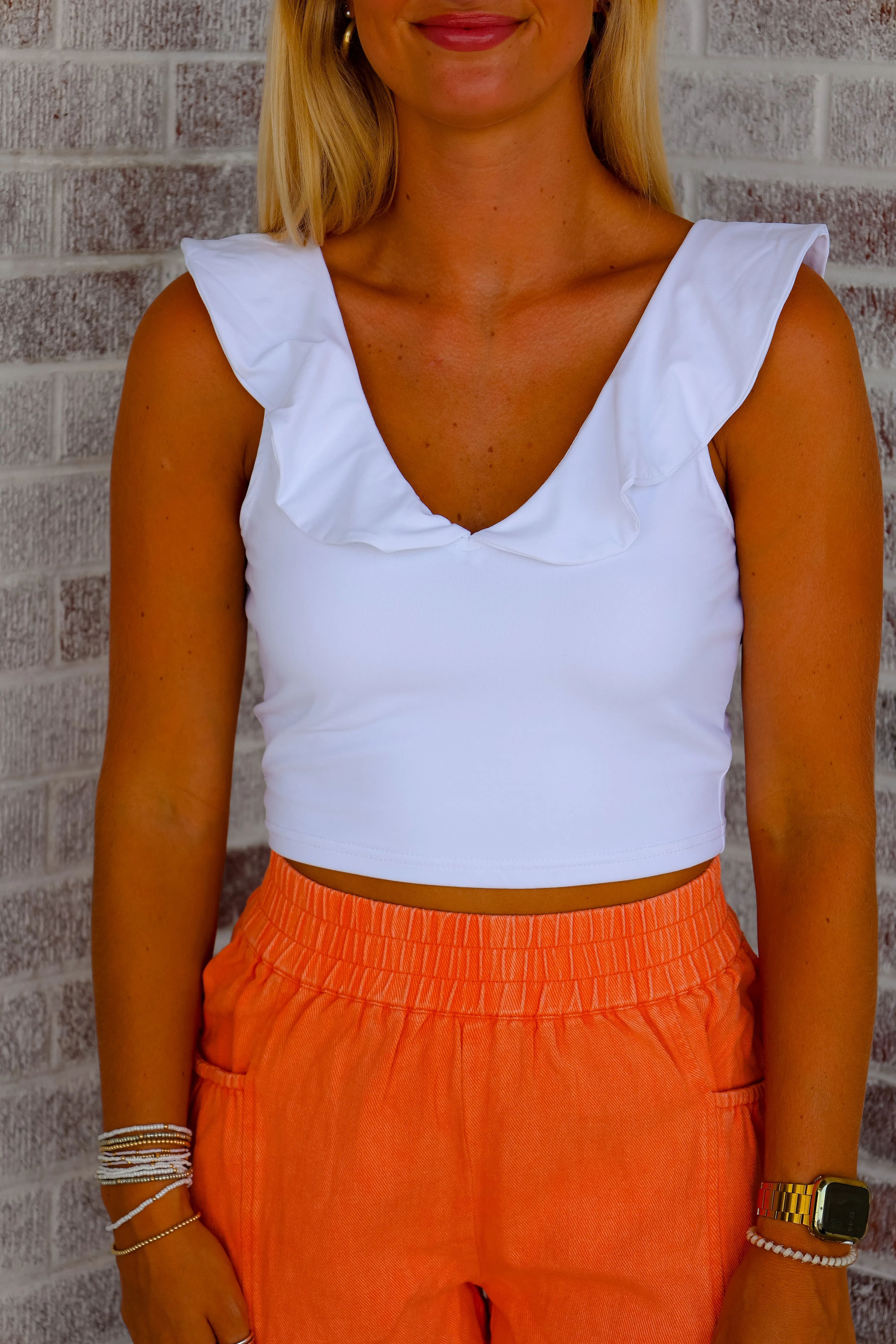Halftime Happy Hour V-Neck Sleeveless Knit Crop Top