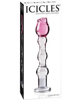 Icicles No. 12 Hand Blown Glass Massager - Clear W-rose Tip