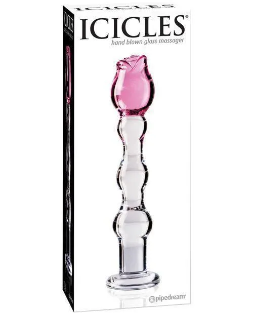 Icicles No. 12 Hand Blown Glass Massager - Clear W-rose Tip
