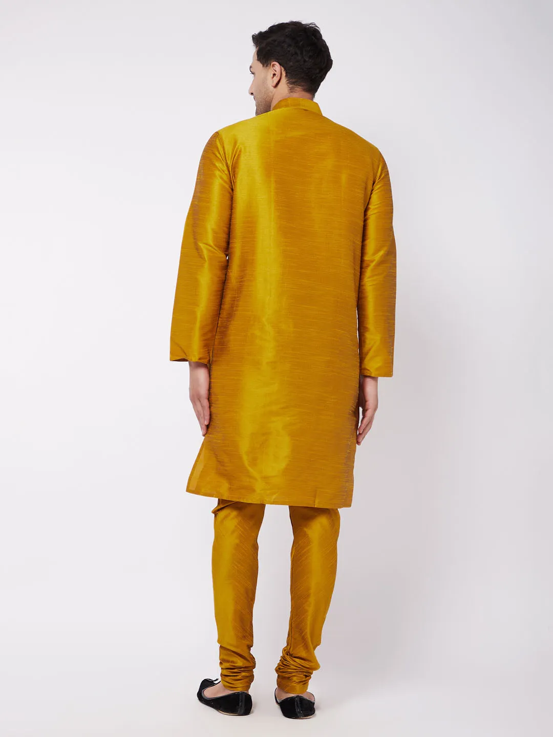 Jashvi Cotton Silk Blend Mustard color Baap Beta Kurta Pyjama Set
