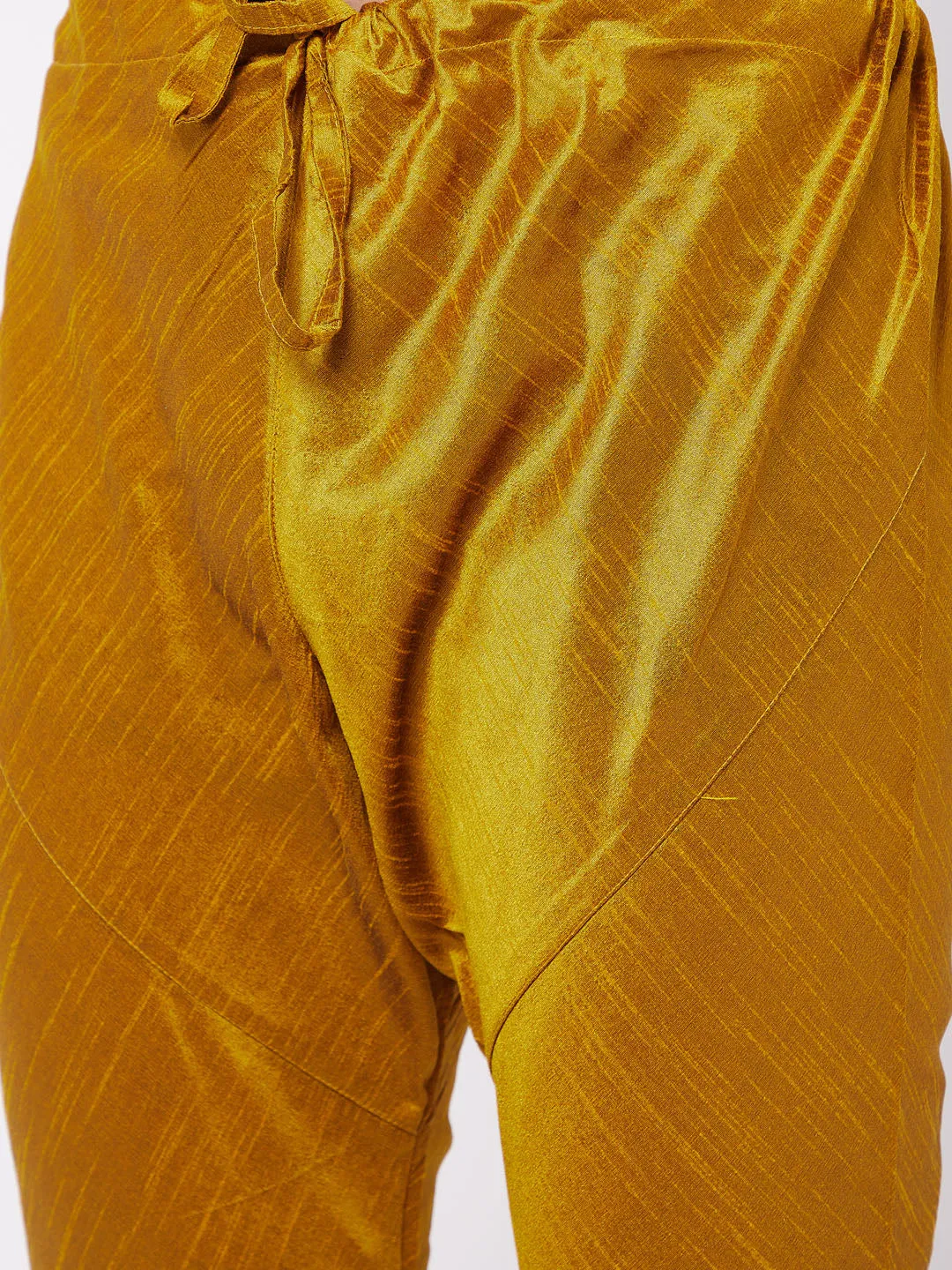 Jashvi Cotton Silk Blend Mustard color Baap Beta Kurta Pyjama Set