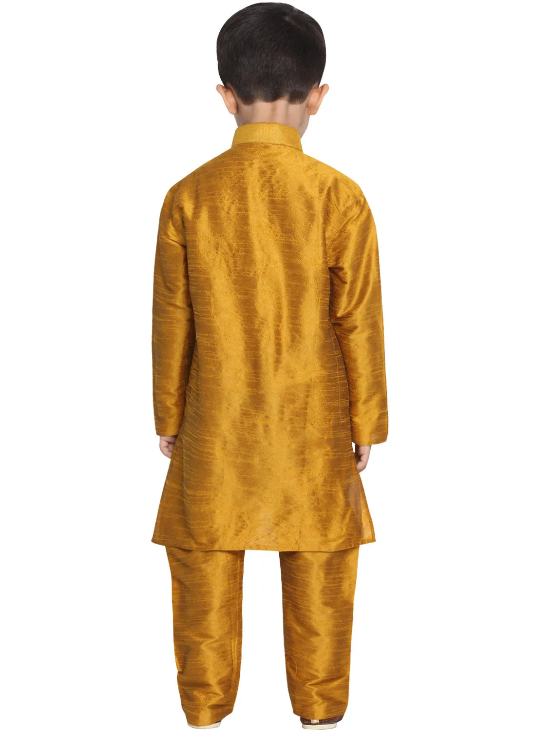 Jashvi Cotton Silk Blend Mustard color Baap Beta Kurta Pyjama Set