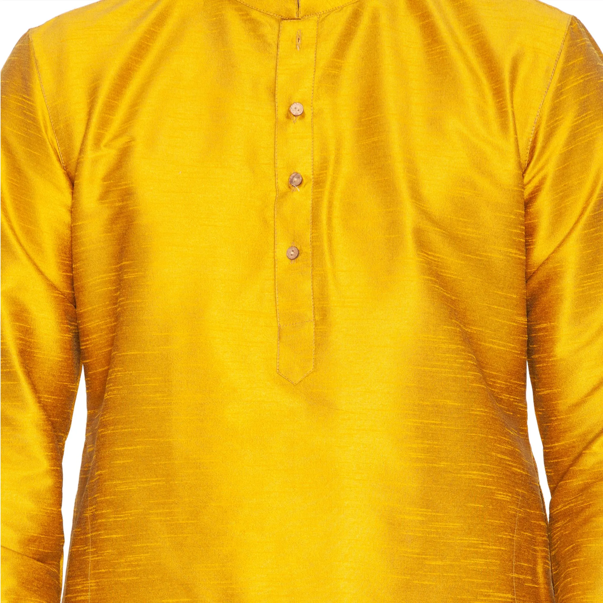 Jashvi Men's Gold Cotton Silk Blend Kurta and Pyjama Set