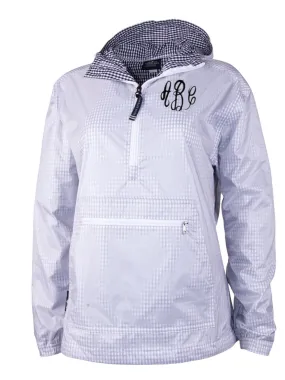 Kangaroo Charles River Windbreaker. Navy/White Gingham.