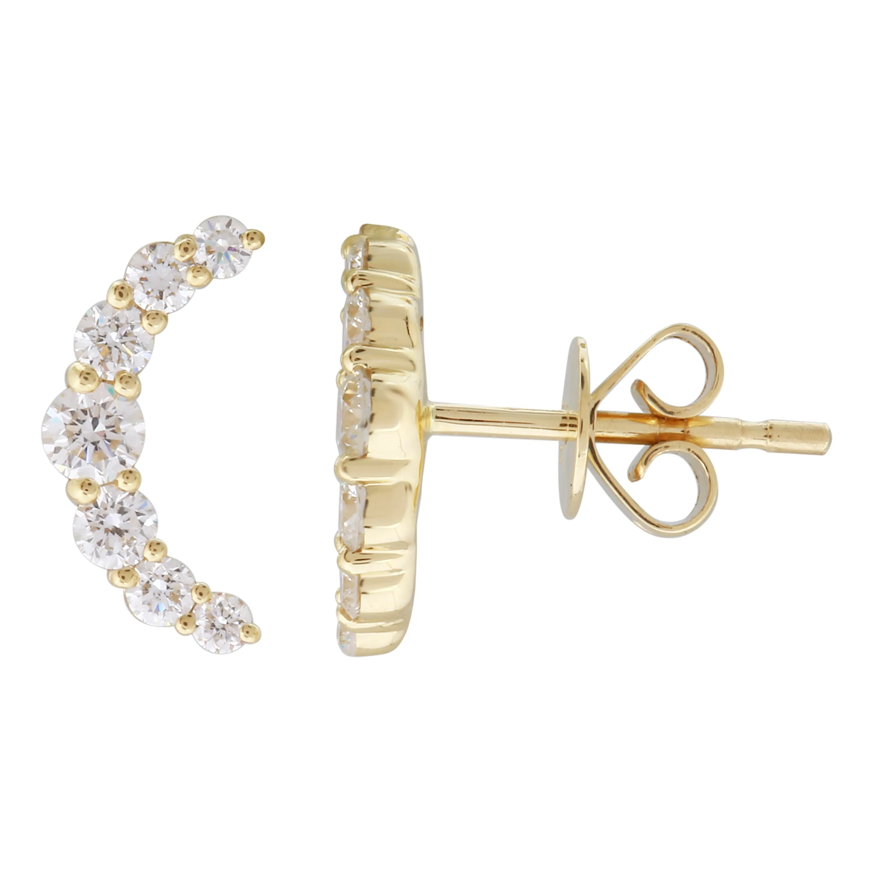 Lab Lab Grown Crescent Moon Studs