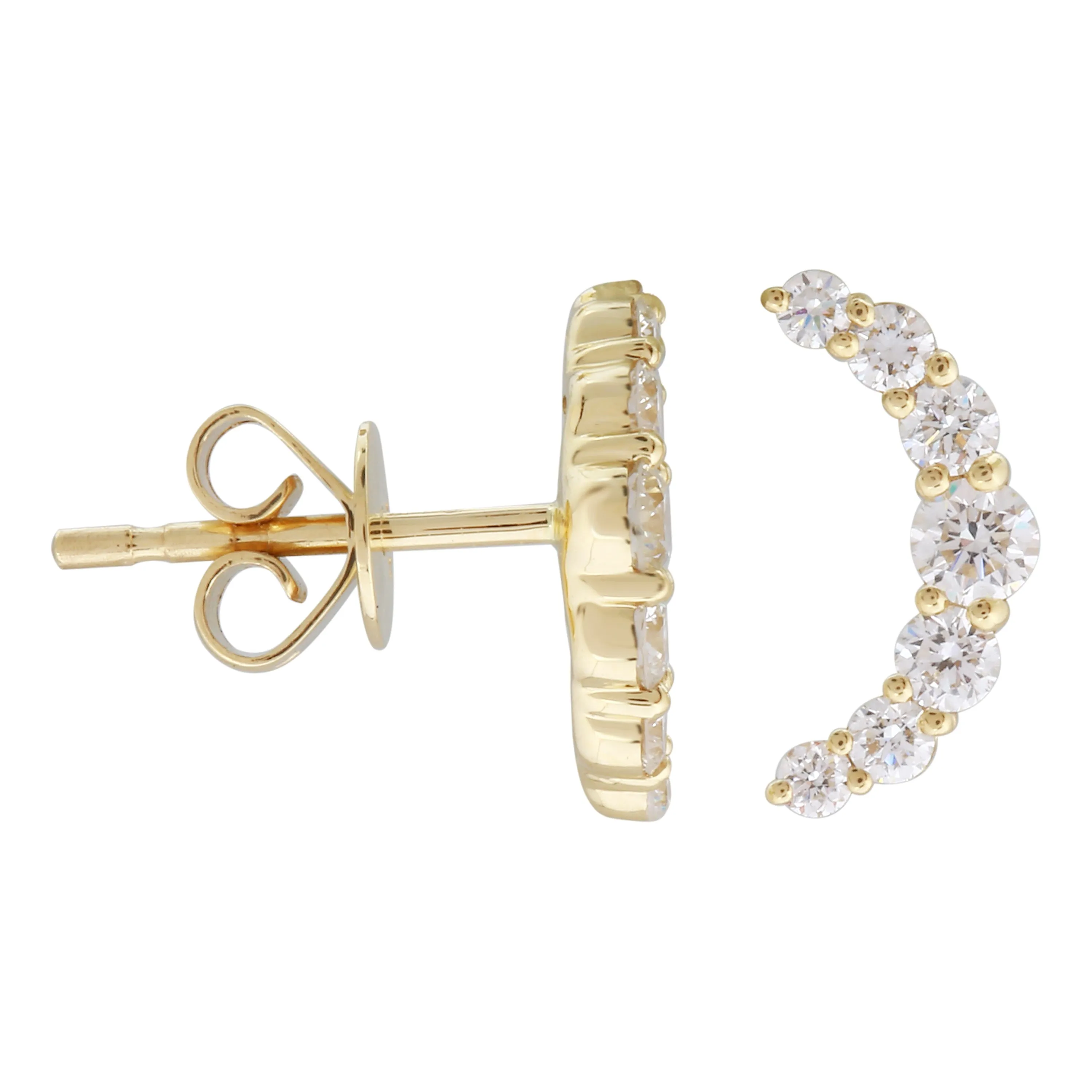 Lab Lab Grown Crescent Moon Studs