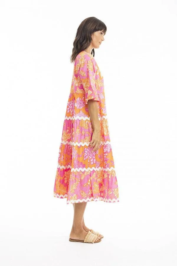 Layla Layered Midi Dress pink