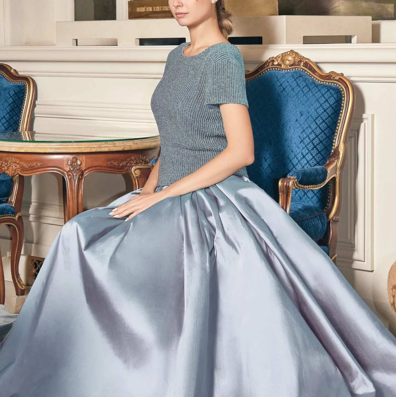 Light Blue Taffeta Ballgown Skirt