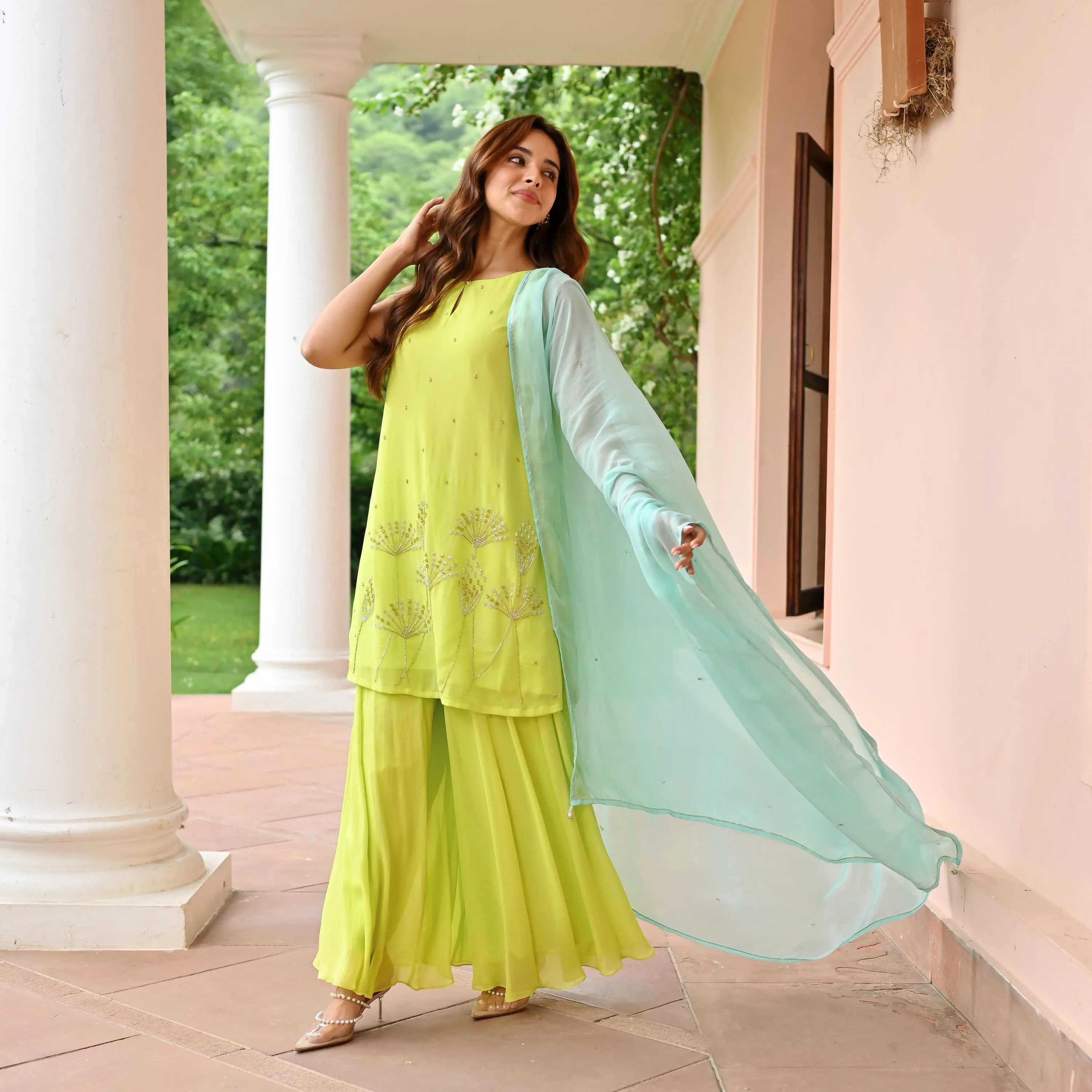 Lime Mint Georgette Suit Set