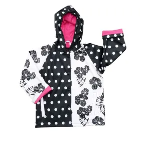 Little Girls Black White Rain Coat 2T-6