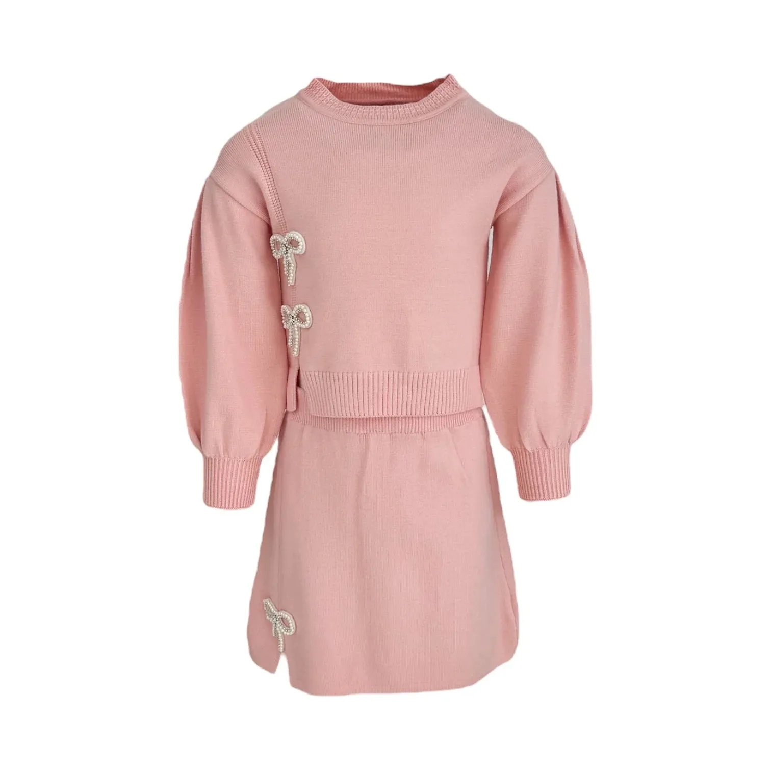 LOL Pink Pearl Bow Knit Skirt Set